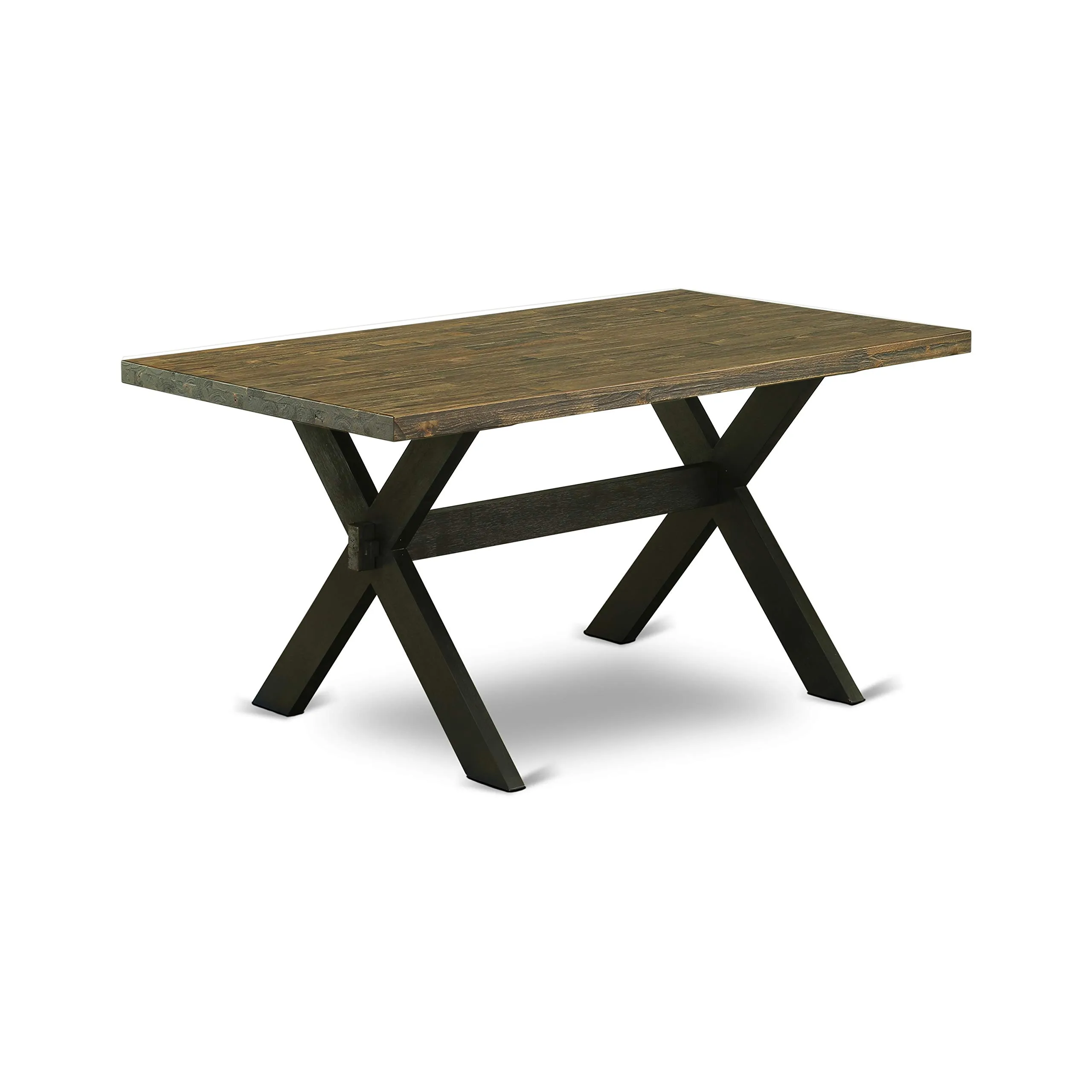 East West Furniture X-Style 36x60 Inch Solid Wood Dining Table with Stylish Legs in Distressed Jacobean - Image 2