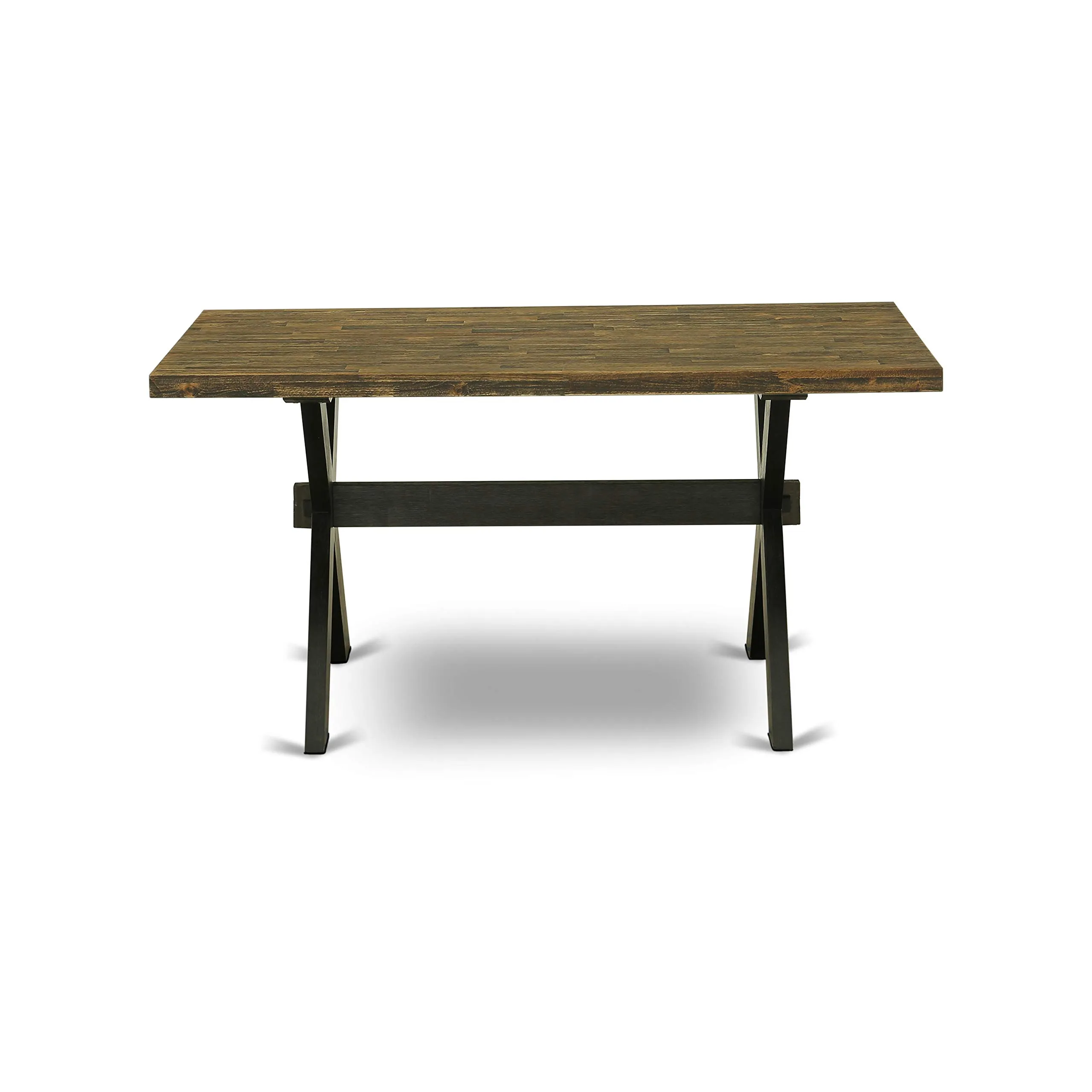 East West Furniture X-Style 36x60 Inch Solid Wood Dining Table with Stylish Legs in Distressed Jacobean - Image 3
