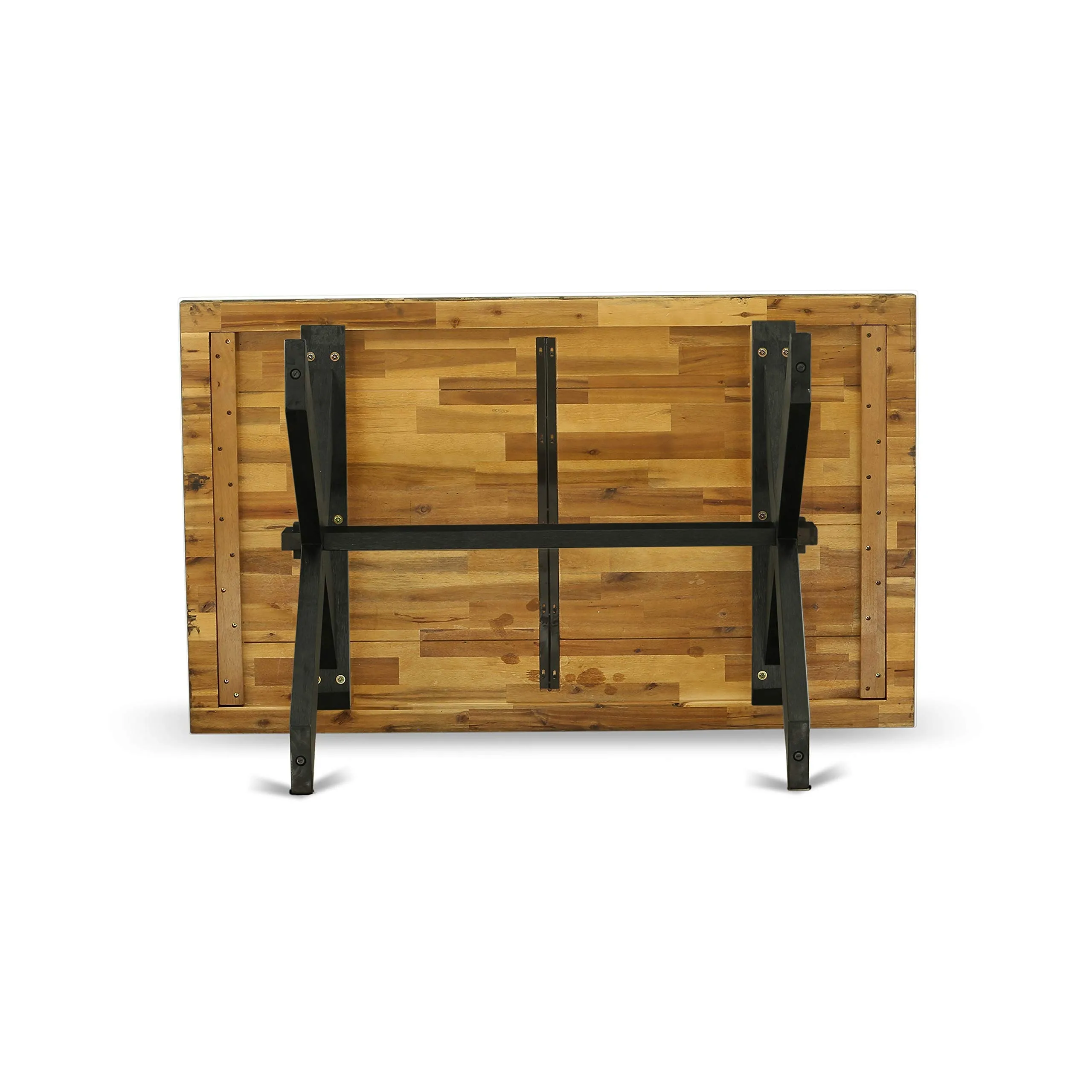 East West Furniture X-Style 36x60 Inch Solid Wood Dining Table with Stylish Legs in Distressed Jacobean - Image 5