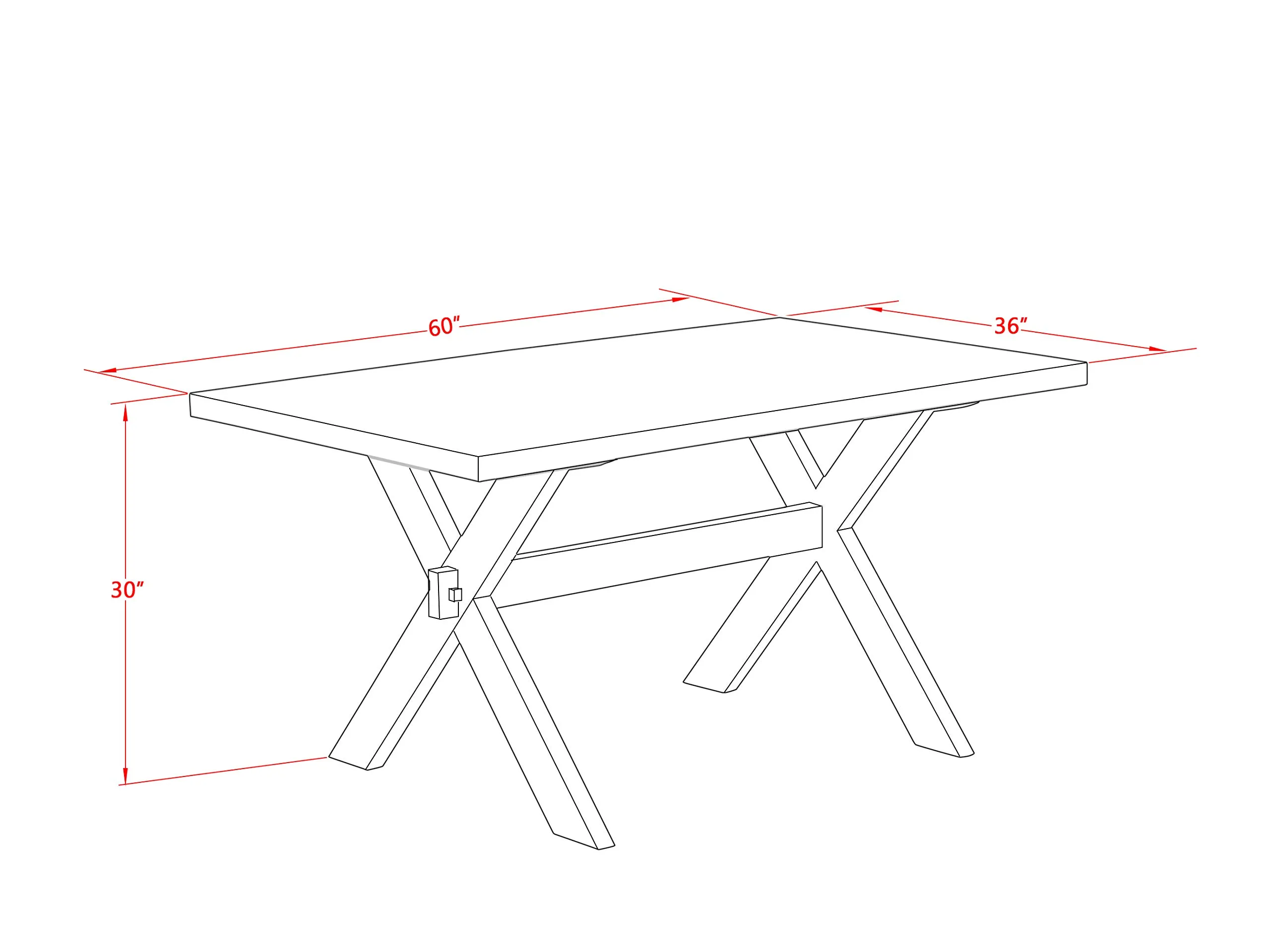 East West Furniture X-Style 36x60 Inch Solid Wood Dining Table with Stylish Legs in Distressed Jacobean - Image 6