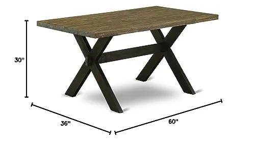 East West Furniture X-Style 36x60 Inch Solid Wood Dining Table with Stylish Legs in Distressed Jacobean - Image 8