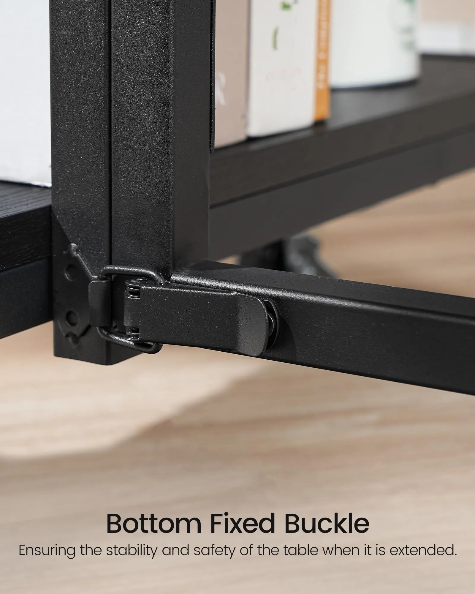 Folding Dining Table with 6 Wheels & 2-Tier Shelf - Versatile, Space-Saving, Rustic Brown Design - Image 7