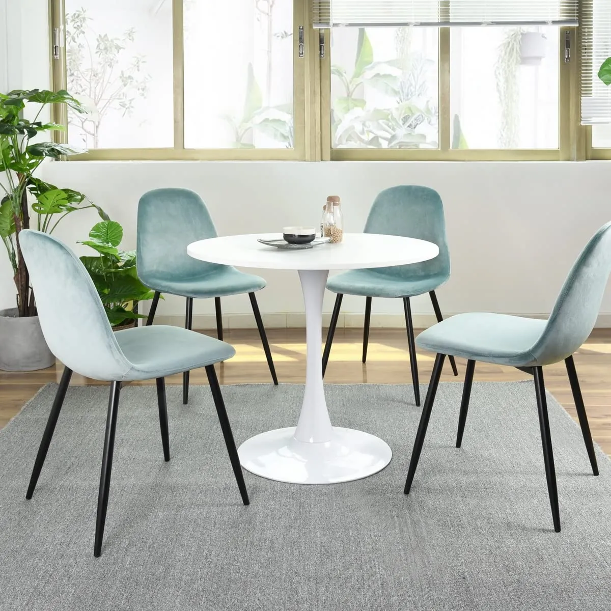 FurnitureR 31.5'' Modern Round Dining Table - White Pedestal Table for Kitchen, Office, Cafe - Image 2