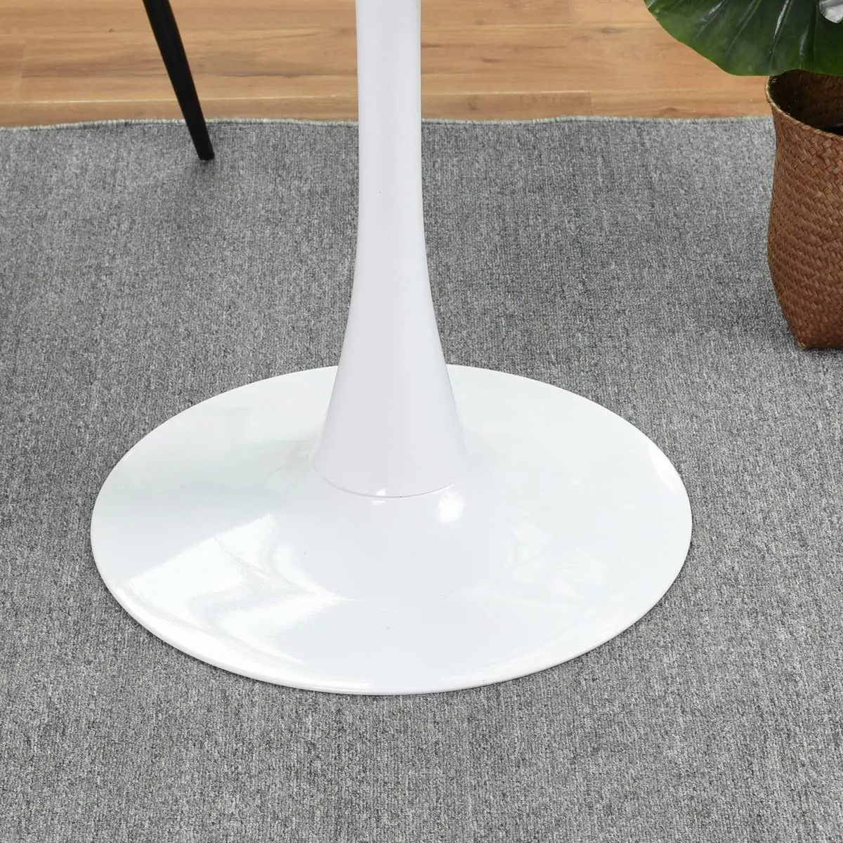 FurnitureR 31.5'' Modern Round Dining Table - White Pedestal Table for Kitchen, Office, Cafe - Image 7