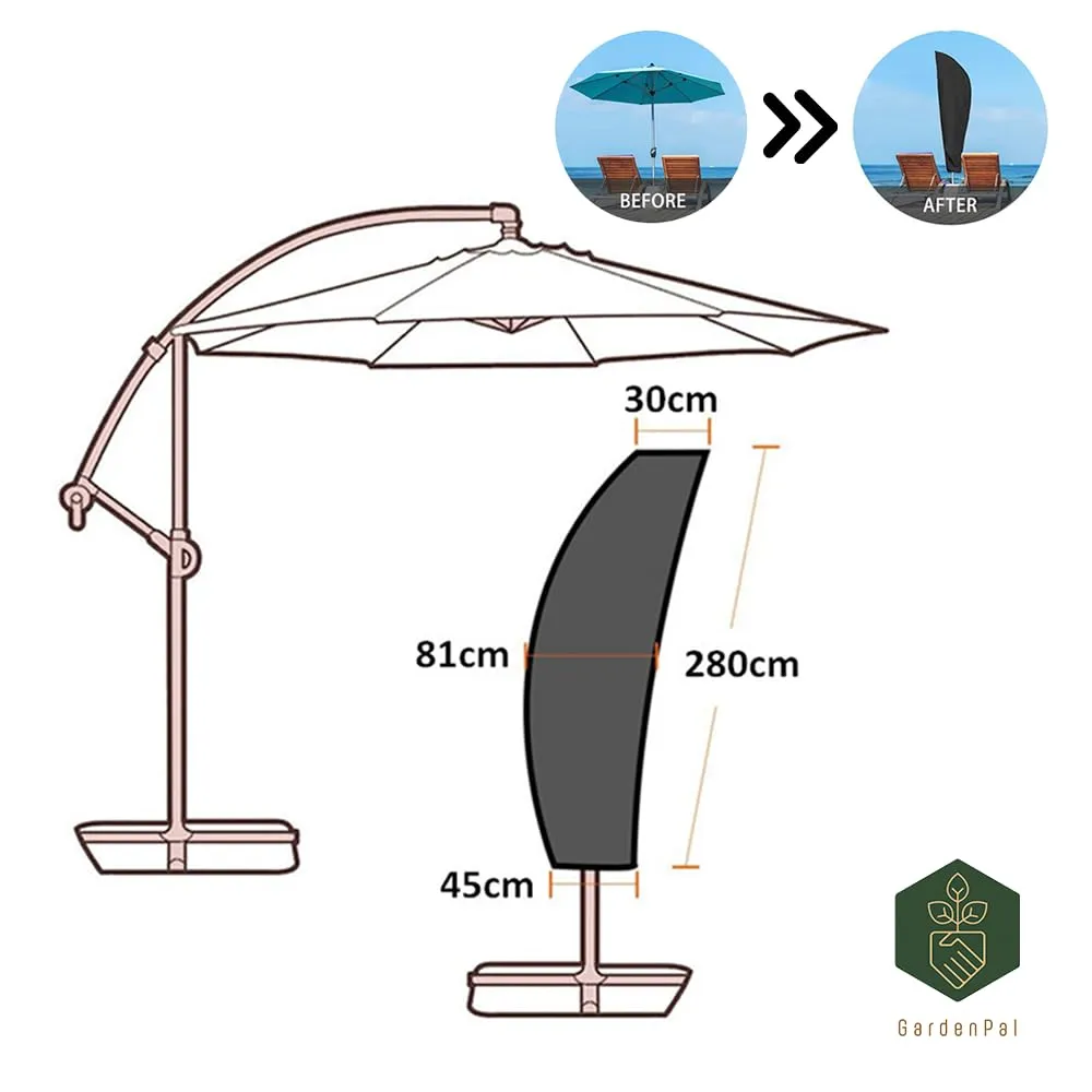Patio Umbrella Cover Waterproof with Zipper Rod, 420D Oxford for 11-13 Feet Cantilever Umbrellas - Image 6