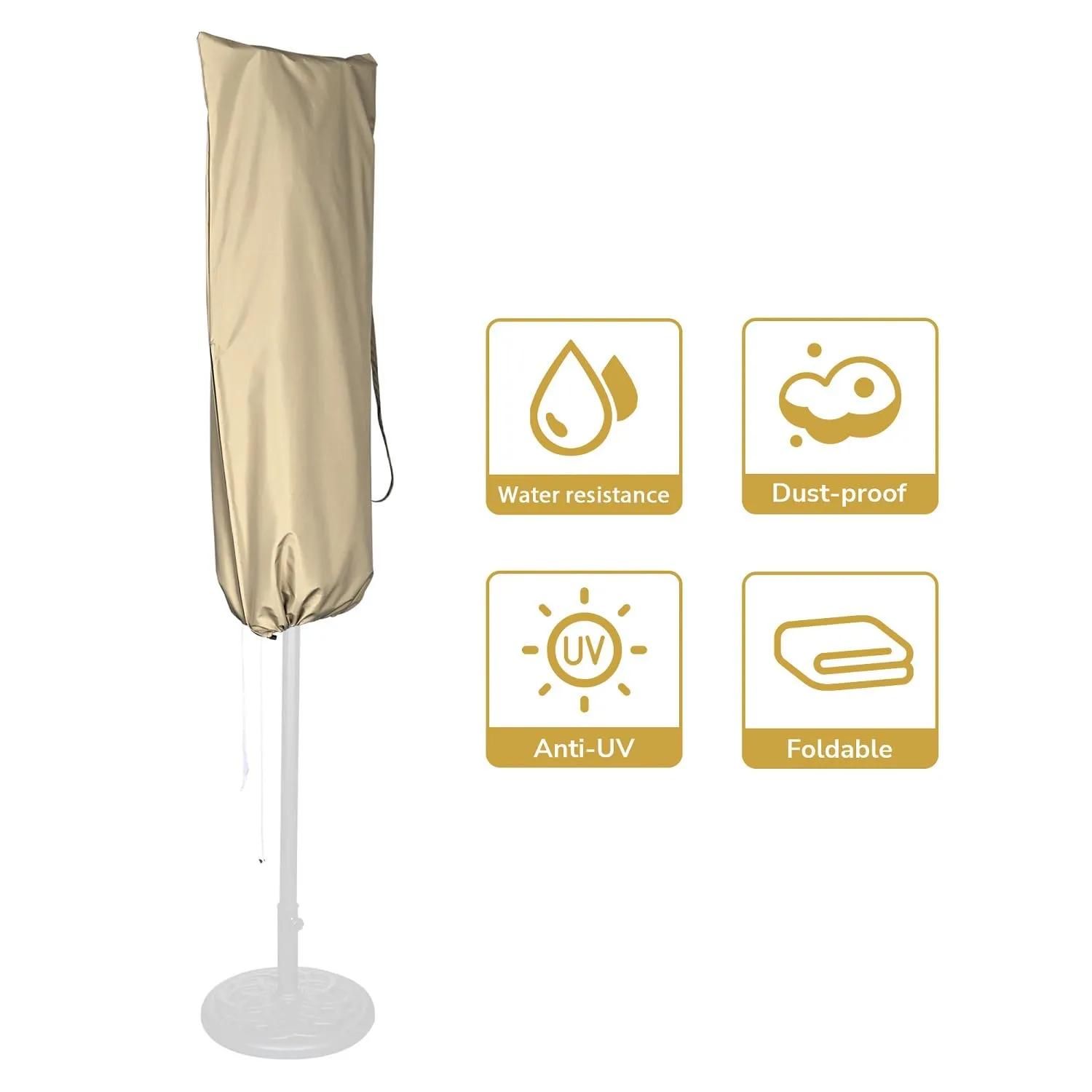 Portable Patio Umbrella Cover Bag for 14ft Double Side Umbrella with Drawstring and Zip - Image 3